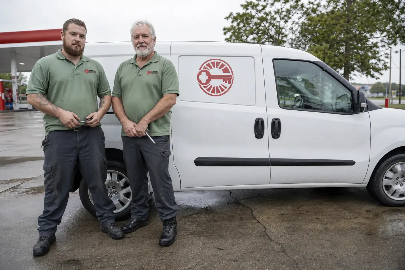 Sandhill Locksmith & Key locksmith technicians and the service van in Deland